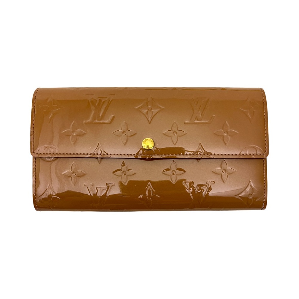 Louis Vuitton Vernis Monogram Sarah Wallet Deep Caramel Patent Leather